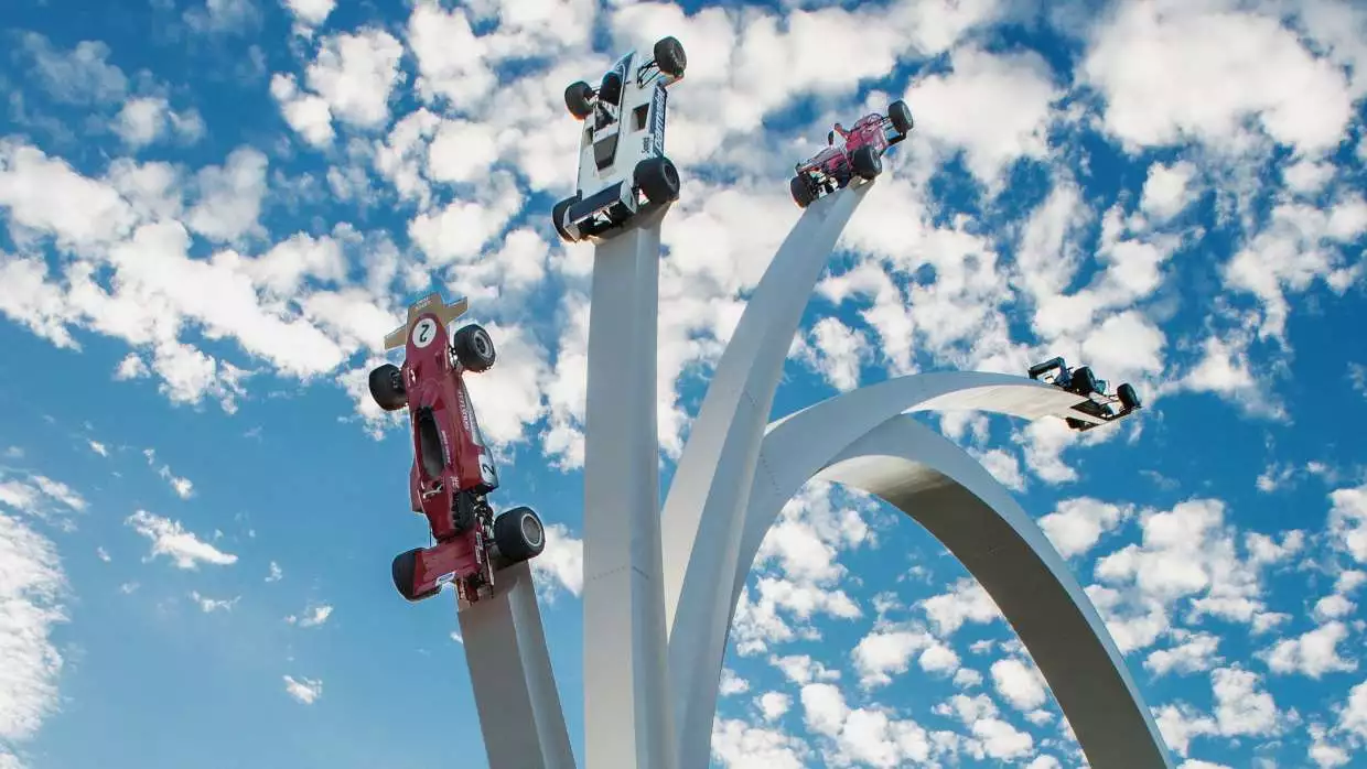This installation at the Goodwood Festival of Speed celebrates Bernie Ecclestone's history in F1