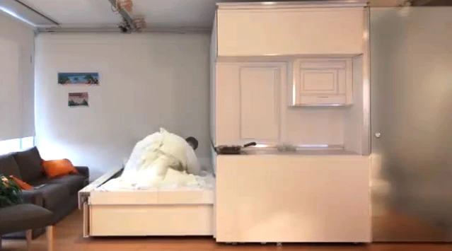 CityHome project would let users bring the hide-a-bed out at night and slide back into the unit during the day