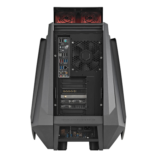 The huge Tytan CG8890 has two 6 Gb/s eSATA ports, four USB 3.0 and six USB 2.0 ports, an optical S/PDIF out and a 8-channel audio I/O, a Gigabit Ethernet LAN port, a Clear CMOS button and a ROG Connect On/Off switch