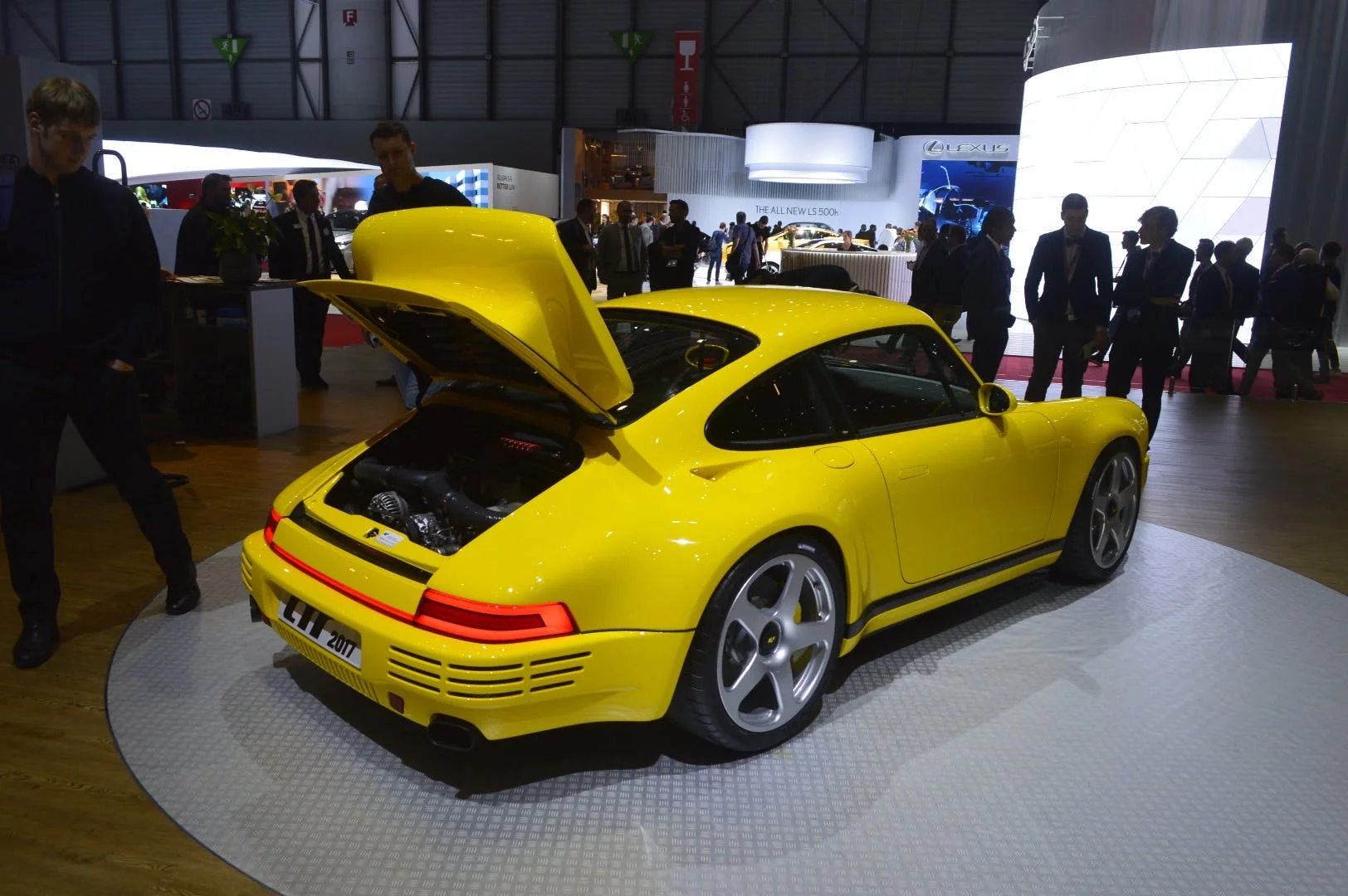 The CTR Yellow Bird with its twin-turbo engine on show