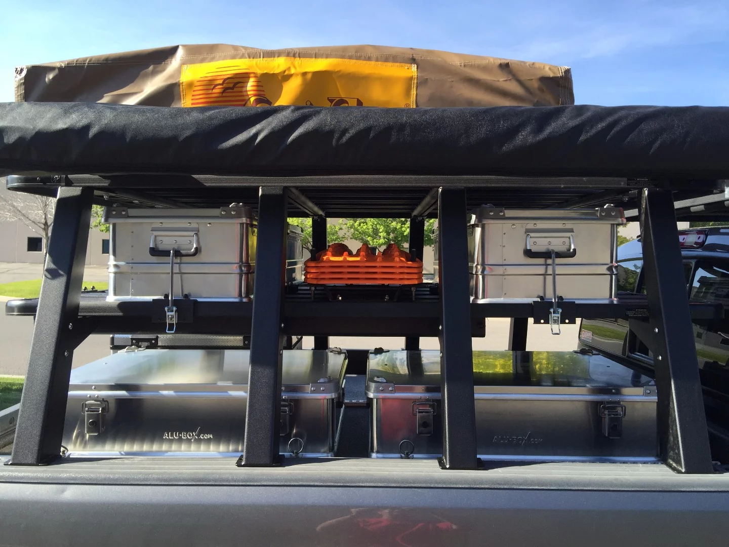 An Eezi-Awn Series 3 1400 roof-top tent provides overnight accommodations