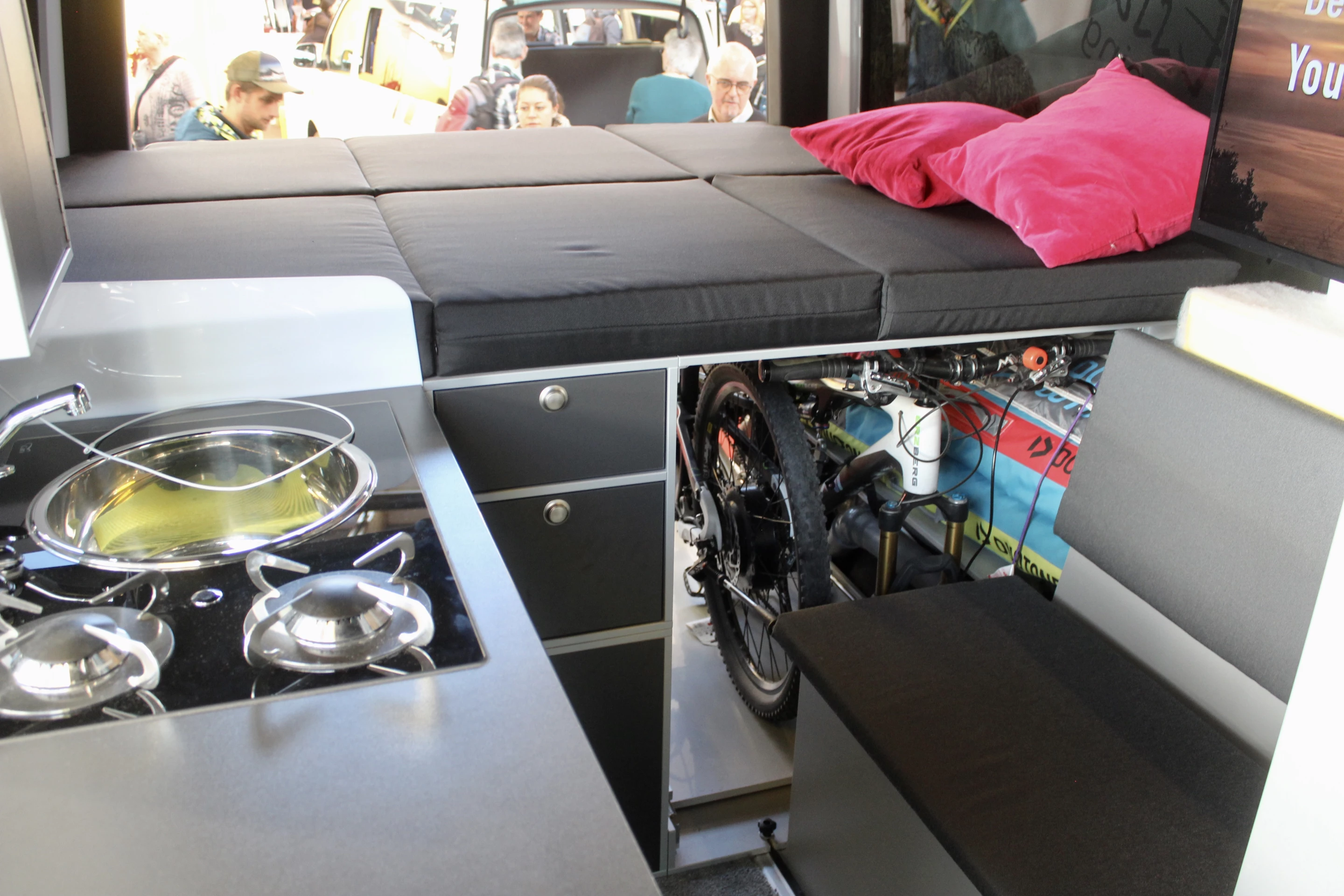 Inside the VanEssa Sprinter show van