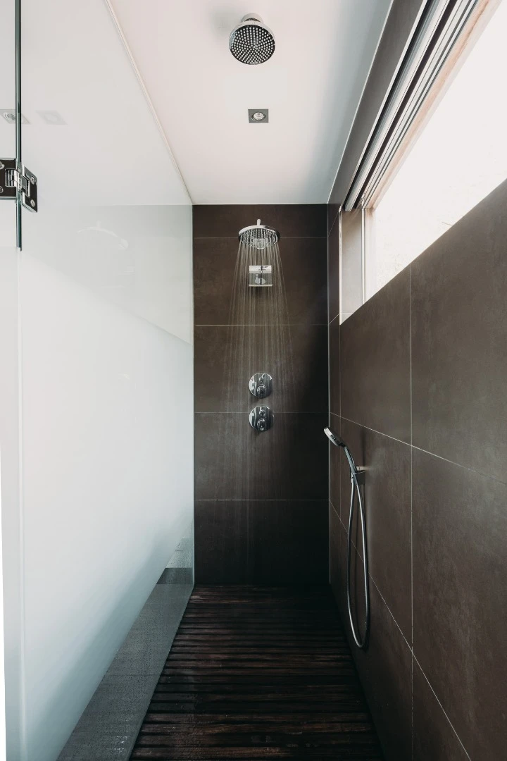 The master bathroom also features a shower