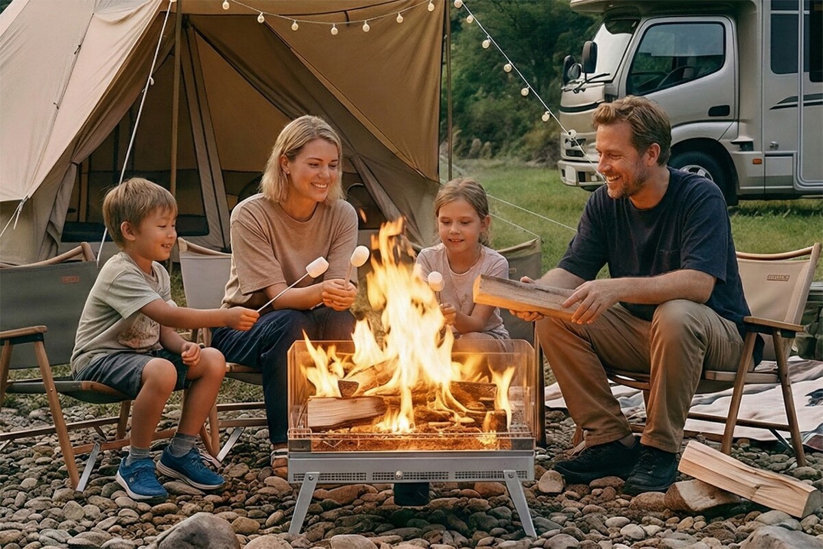 Portable smokeless fire pit doubles as a go-anywhere grill