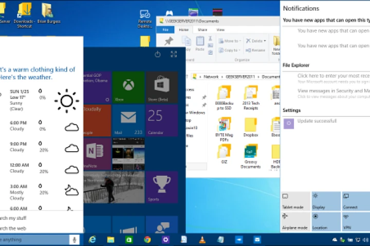 Cortana, Action Center, revamped Start menu and more feature in this month's build of Windows 10