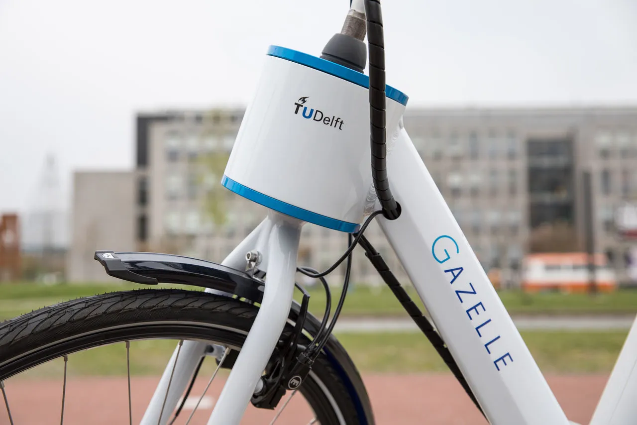 The prototype e-bike has an electric motor that gently turns the handlebars