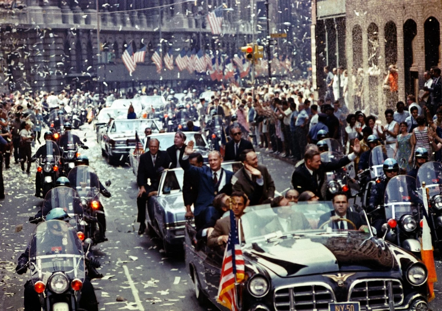 Ticker tape parade for the crew of Apollo 11