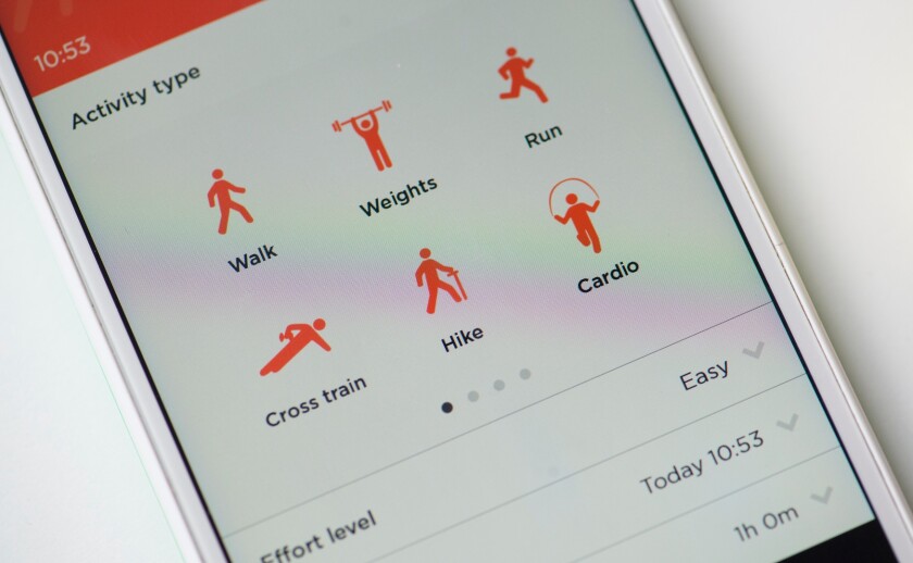 The app for the Jawbone UP Move fitness tracker lets users manually add more information about periods of activity