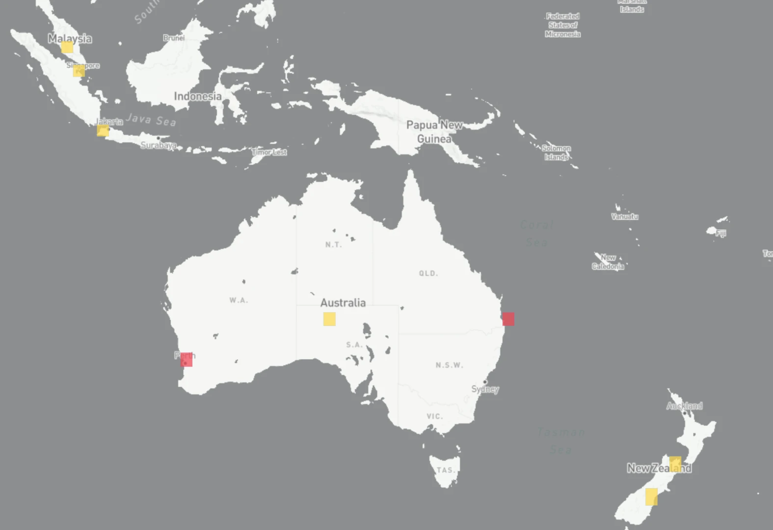 Installed devices in Oceania are few and far between