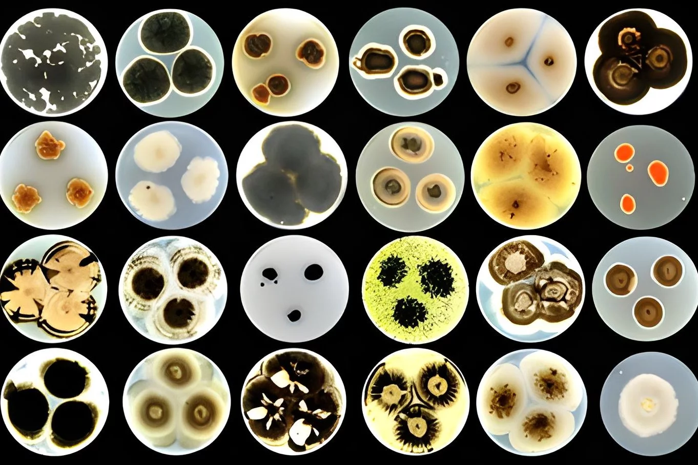 Cultured fungi taken by project coordinator, Anna Sandak, from buildings in the coastal city of Izola, Slovenia. "The fungi shown illustrate the diversity of forms, colors, and functions that nature-based materials can provide - while they also stand as promising candidates for our concept," Graz scientist Carole Planchette told us.