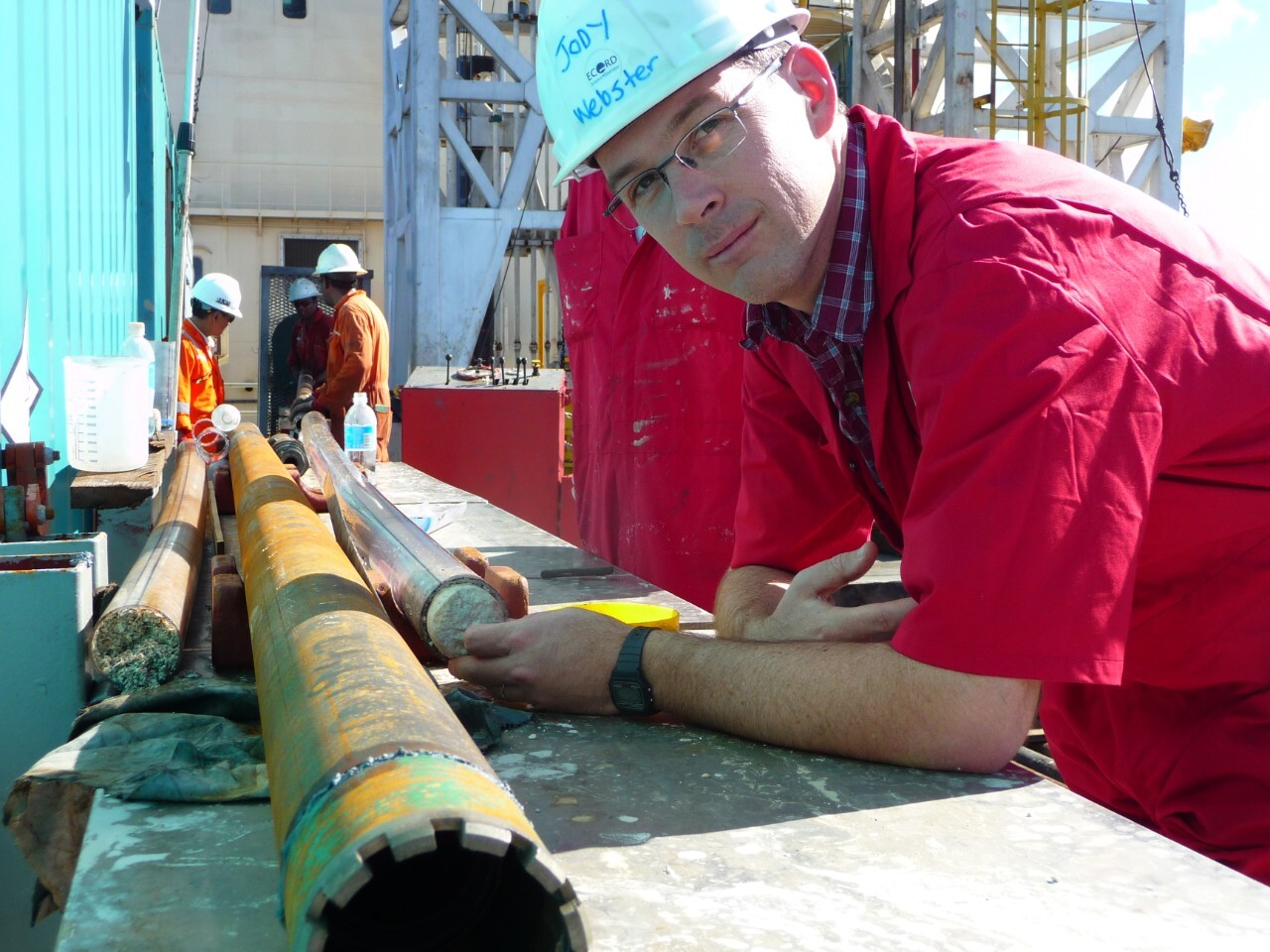 University of Sydney Associate Professor Jody Webster, with a fossil reef core