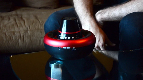 The Volcano features a portable top speaker, that can be docked with a larger sub-woofer