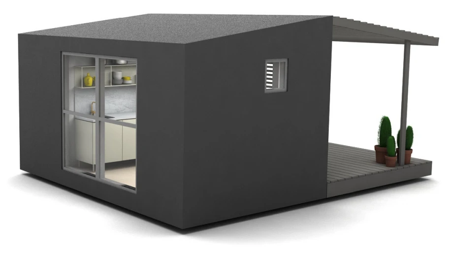 A rear-corner view of the Mini House Wide (Image: Jonas Wagell)
