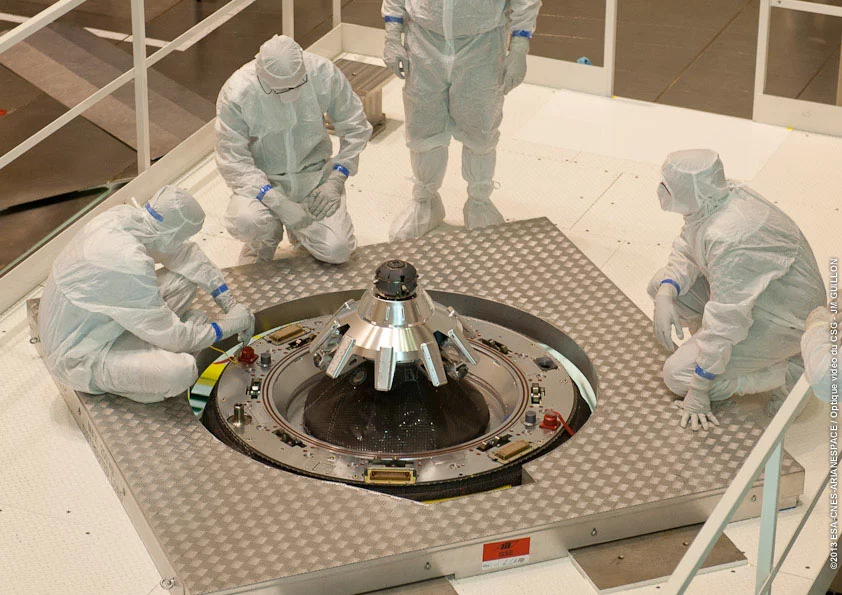 The ESA Common Berthing Mechanism is intended to replace other devices, such as this Russian docking port on an ATV-4 cargo vehicle (Photo: ESA/CNES/Arianespace/Optique Video du CSG)