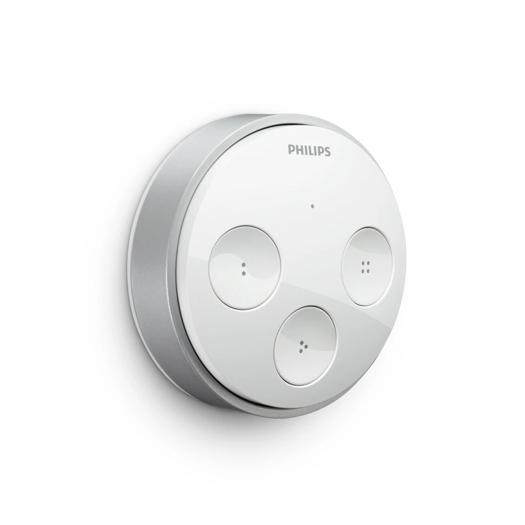 Running on kinetic energy, hue tap requires no batteries or connection to the main power supply
