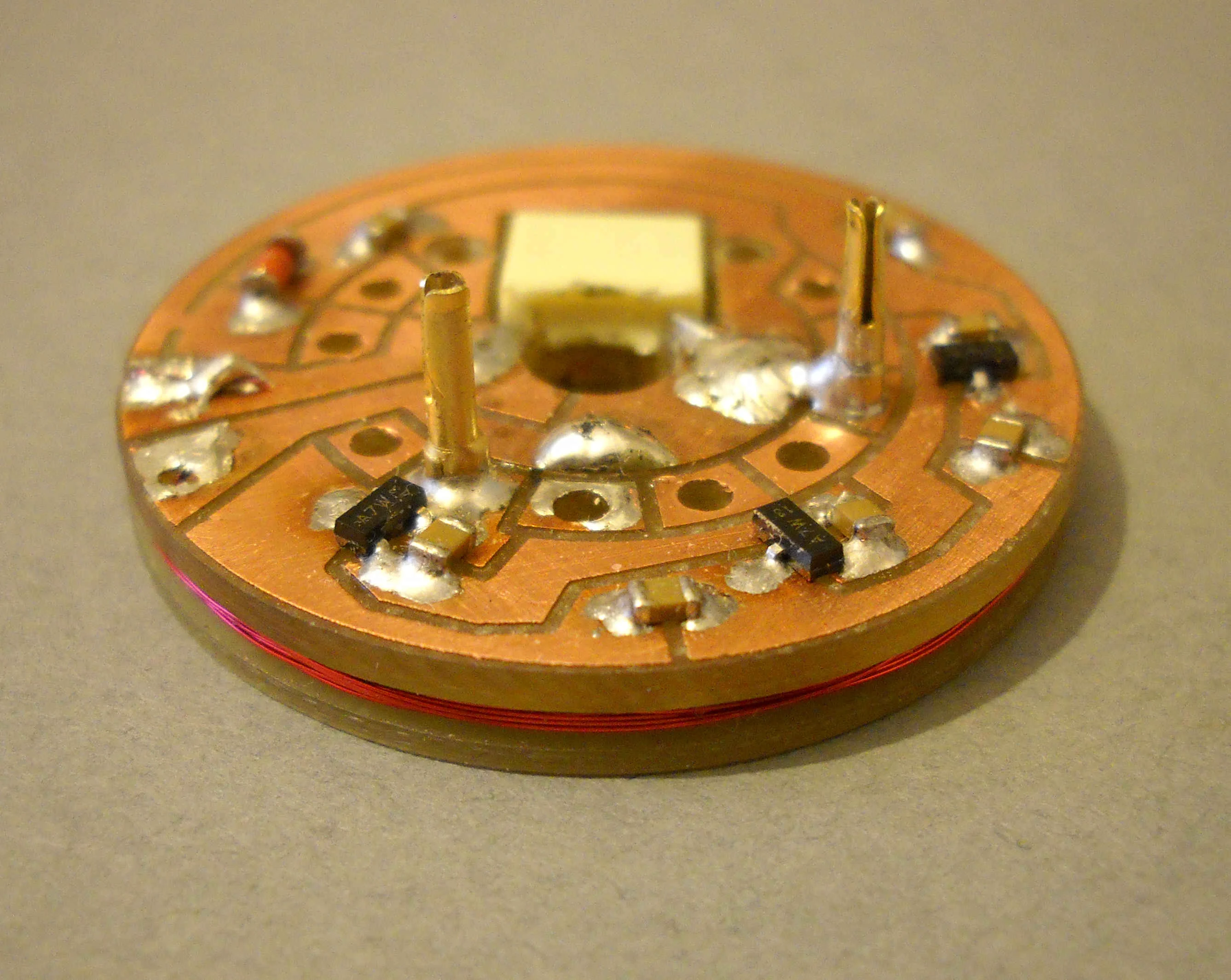 Close up of the chess piece printed circuit board