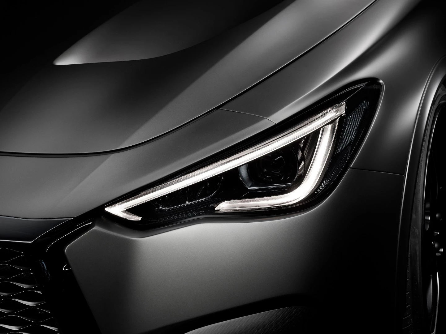 The good design touches of the Infiniti Project Black S, like its LED headlamps, are all rooted in the production car