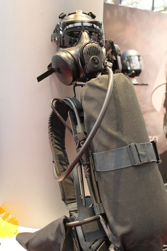 The respirator can either filter air or be attached to an air canister