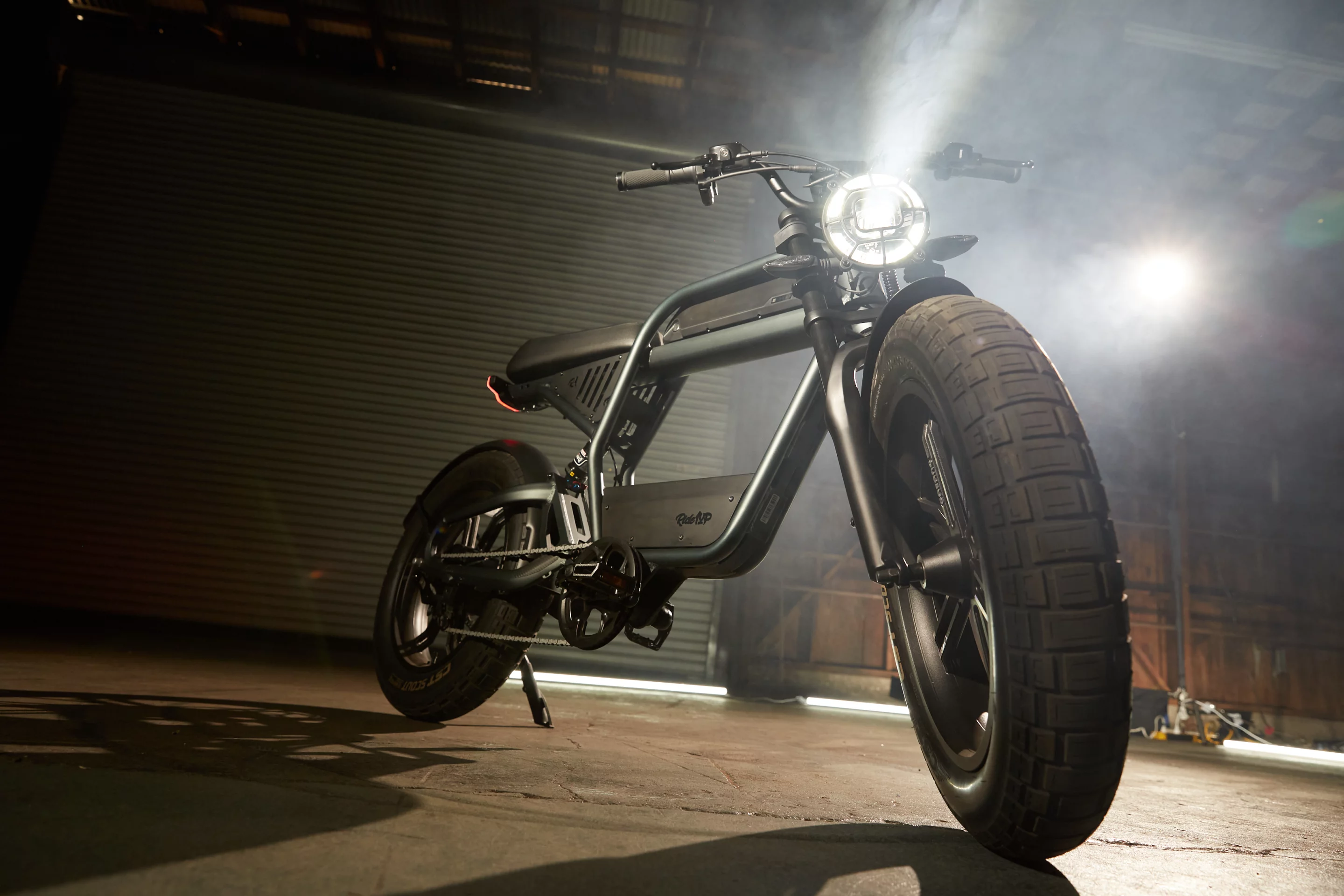 A moto-style high/low-beam headlight and brake tail-light allow for after-dark shenanigans