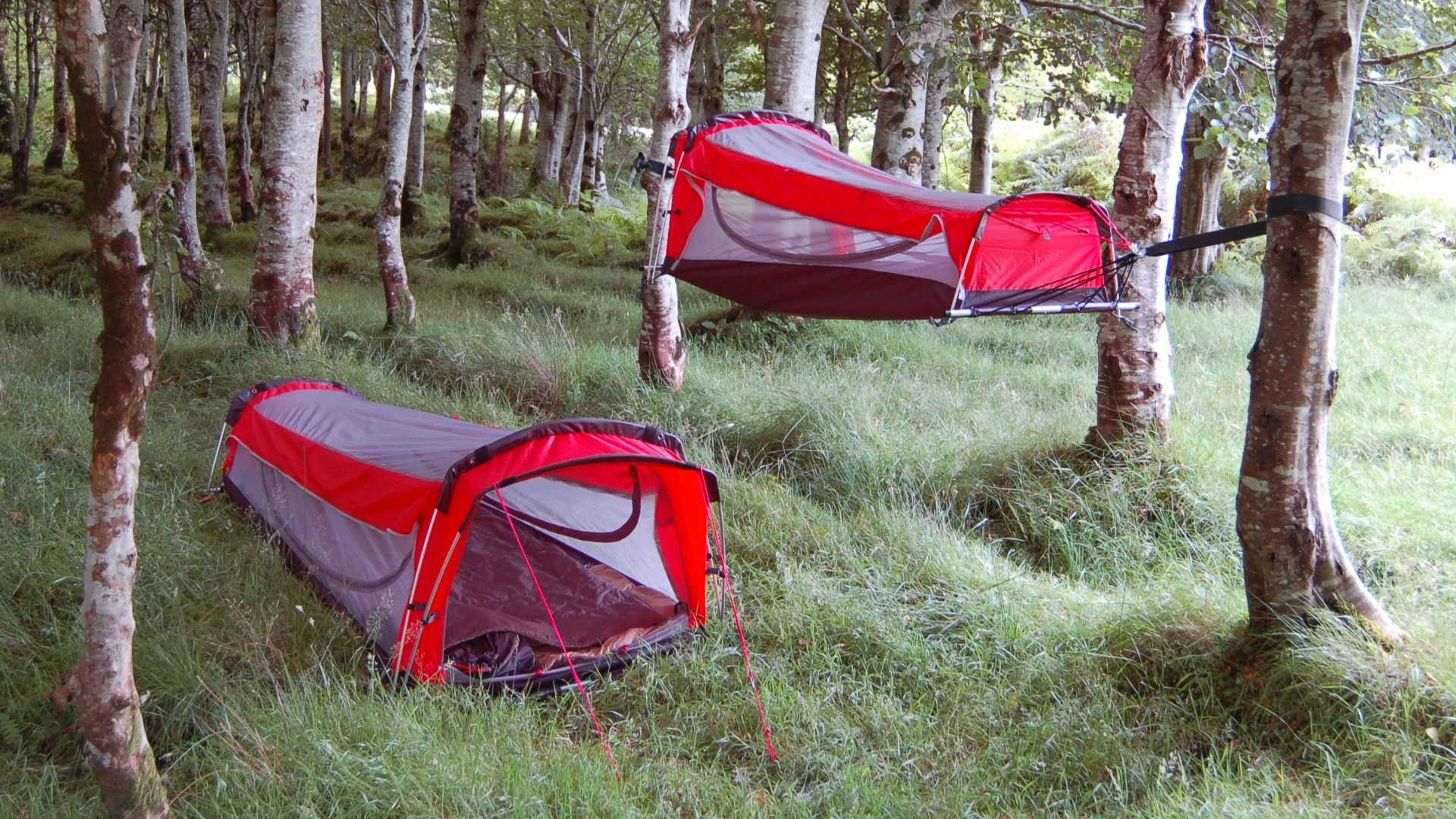 One shelter, two ways to camp