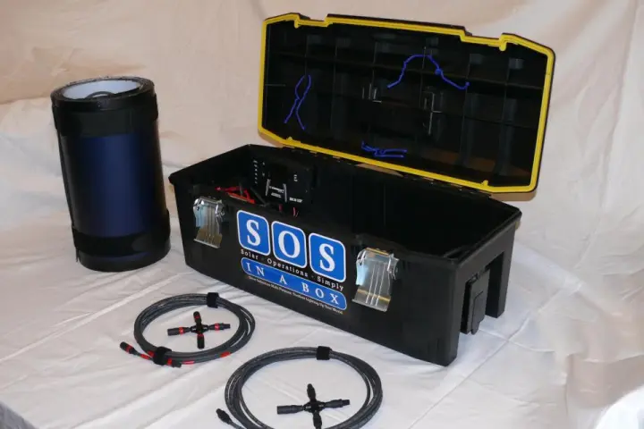 The SOS in a Box solar generator kit is designed with emergency and off-grid scenarios in mind
