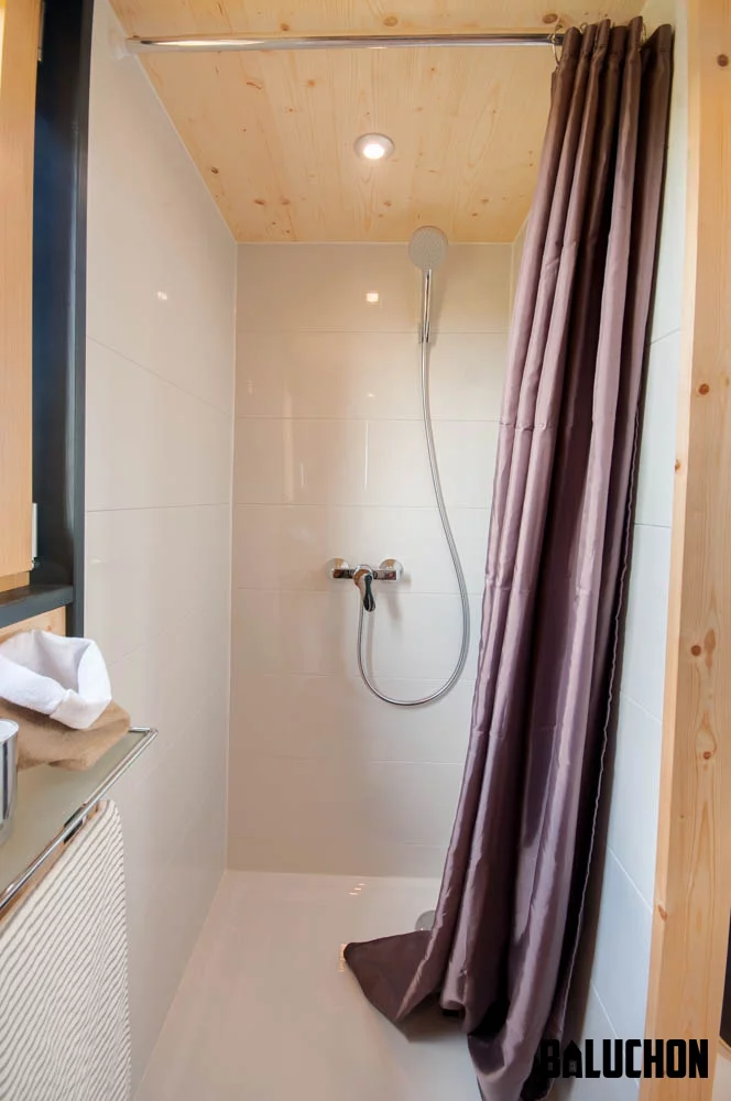 Shower inside the Intrépide tiny home
