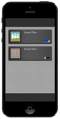 After the film is installed, users can control its opacity from any location using a free iOS or Android app