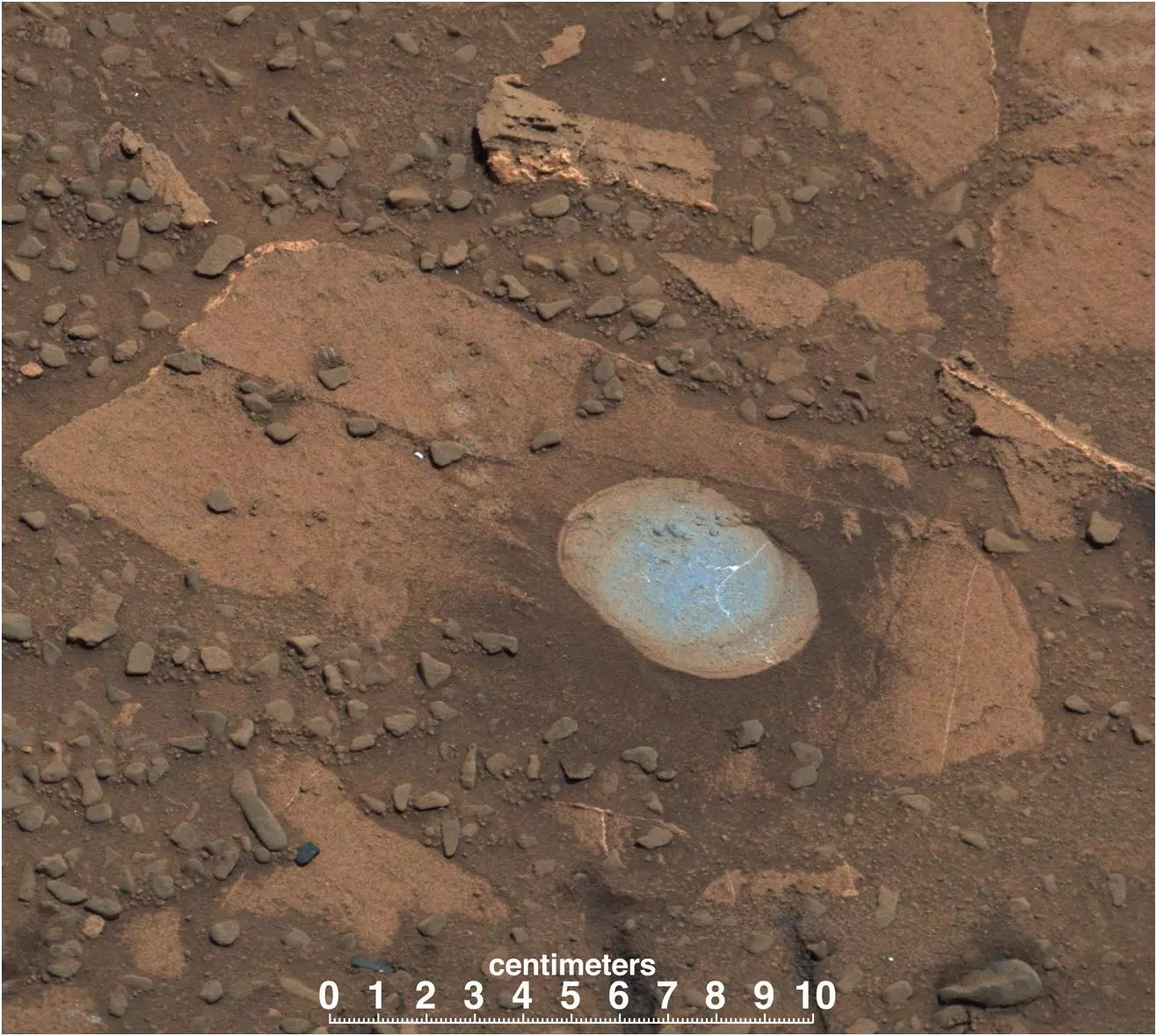 Bonanza King showing areas swept by Curiosity for drilling (Image: NASA/JPL-Caltech/MSSS)