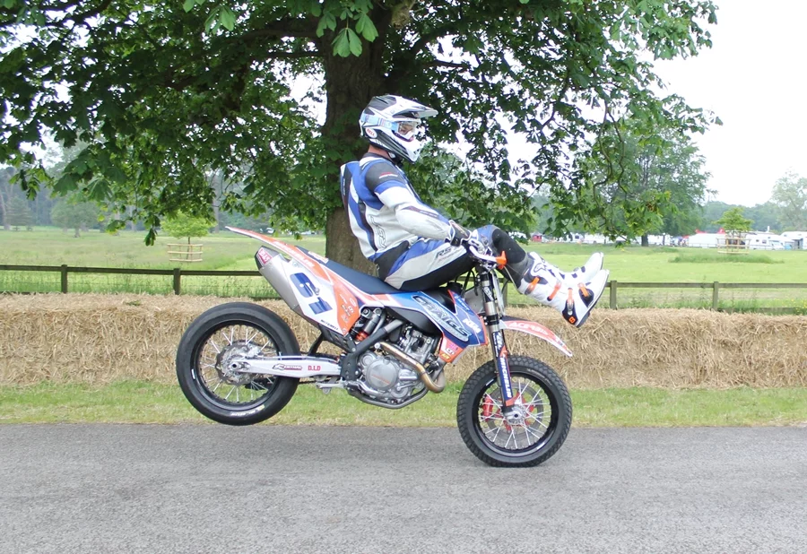 Sitting over the handlebars on the Cholmondeley track