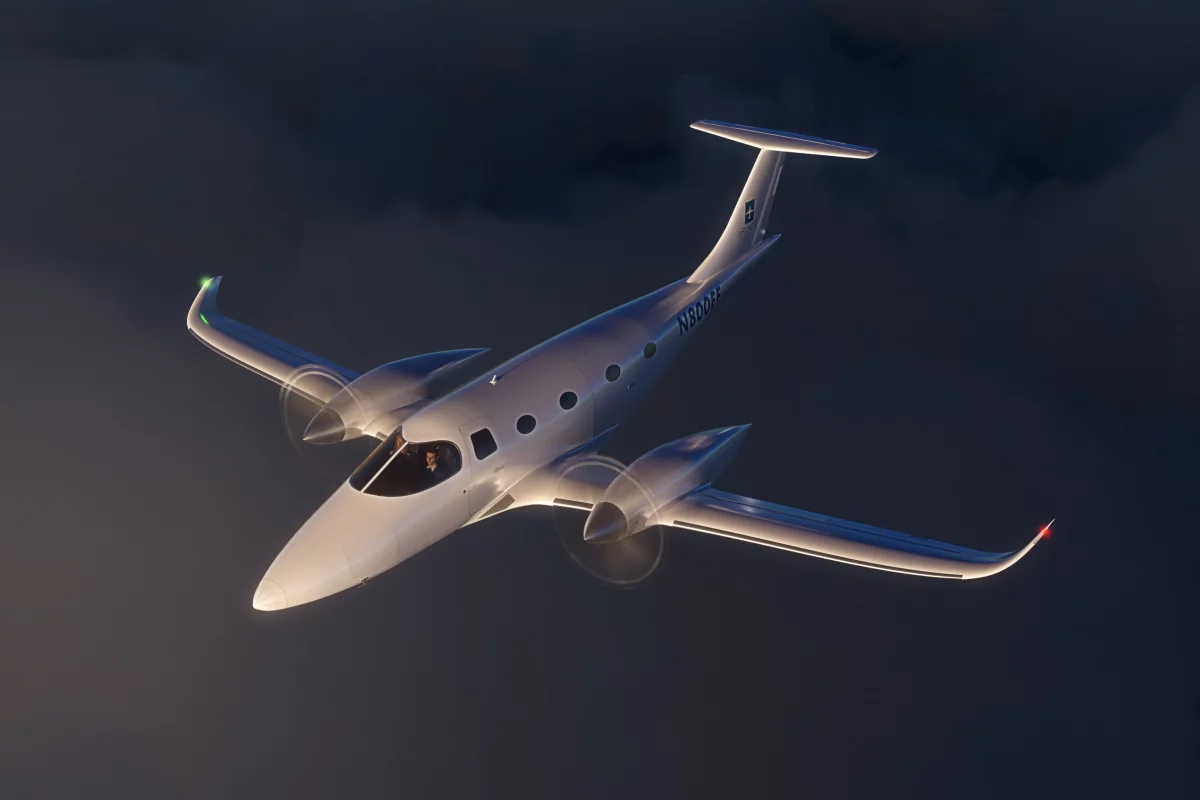 A rendering of the Bye Aerospace eFlyer 800, which may be available within four to six years