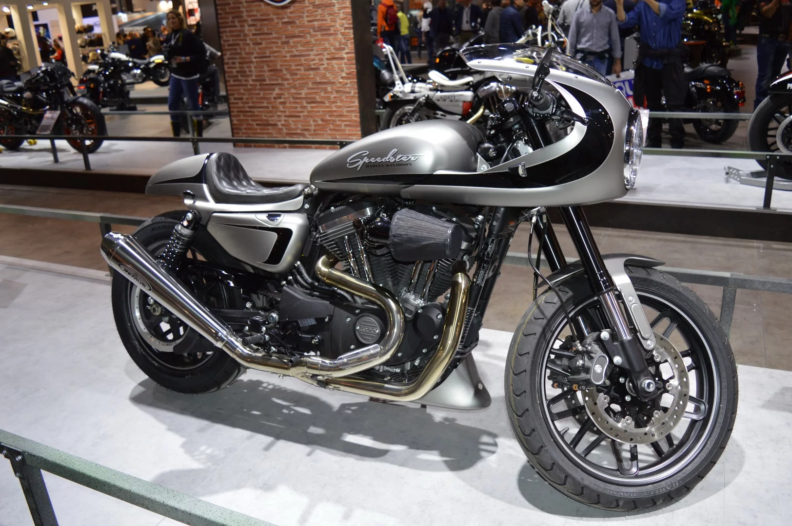 The Speedster used to be a Roadster 1200, before Harley-Davidson Pfeiffer from Germany converted it to a cafe racer with a lot of after-market parts