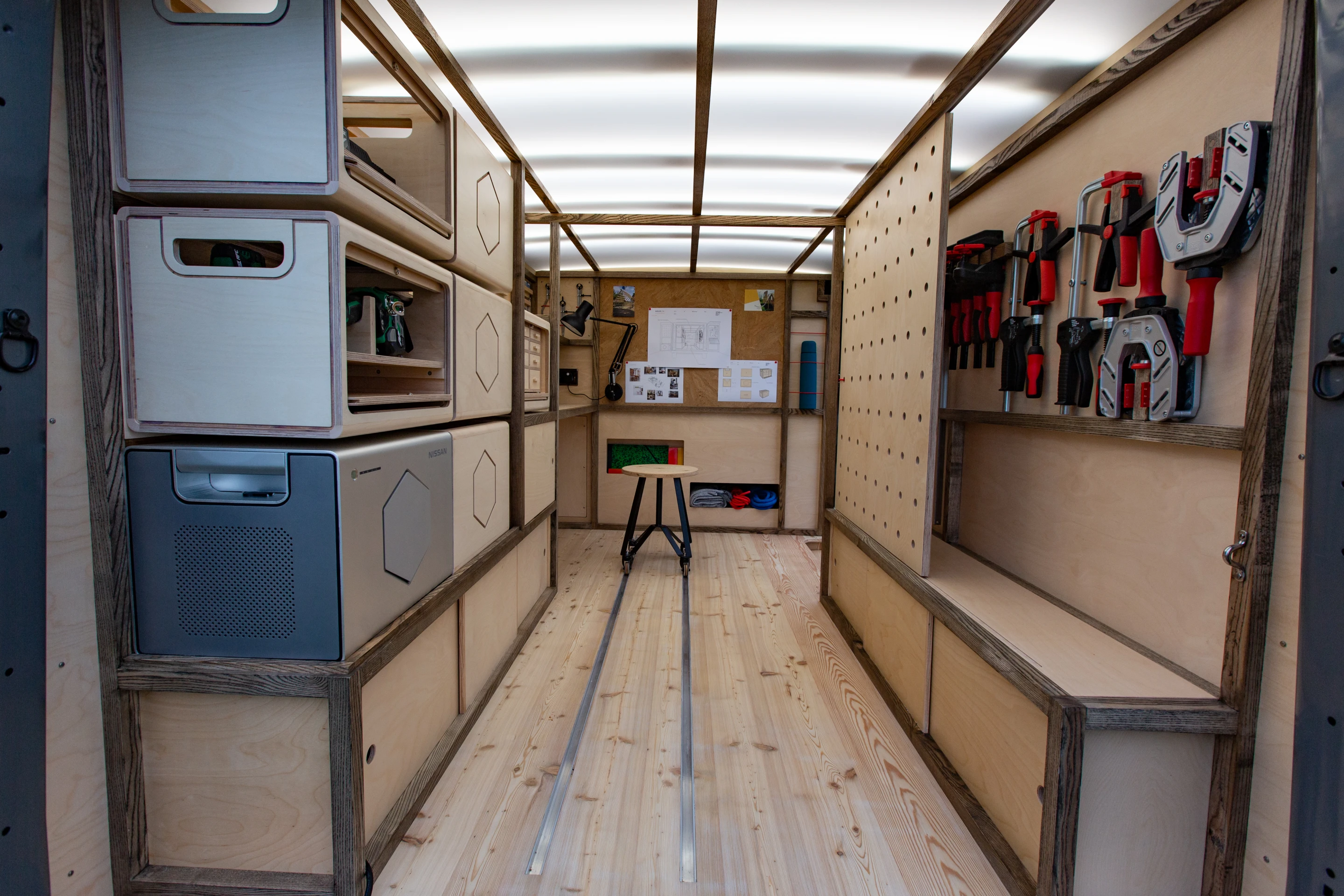 Inside Nissan's converted NV300 Concept-van, conceived with woodworkers in mind