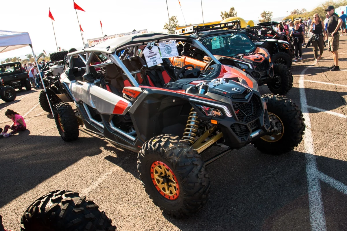 The Can Am Maverick X3 X RS is made for one purpose: to go flat out across the desert at break-neck speeds. The X RS is the only model Can Am offers currently with symetrical wheel sizes on all four corners, making it cheaper and easier to replace tires