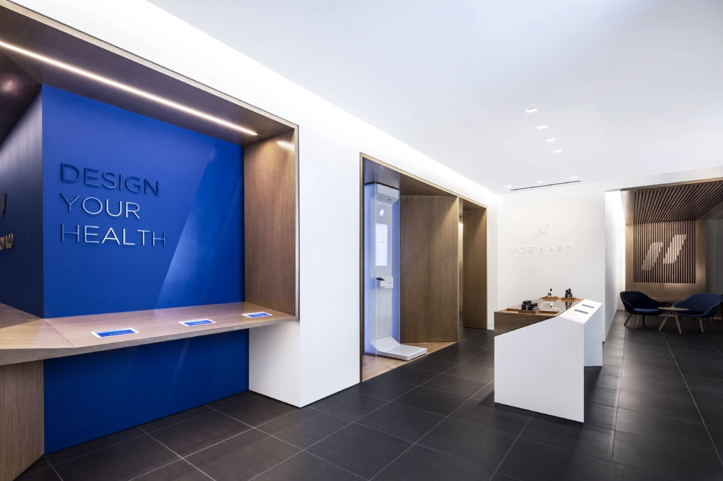 The reception area in a Forward medical clinic