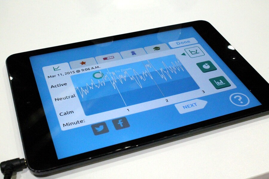 The Muse headband Calm app displays results over the course of a user's 3-minute session (Photo: Stu Robarts/Gizmag.com)