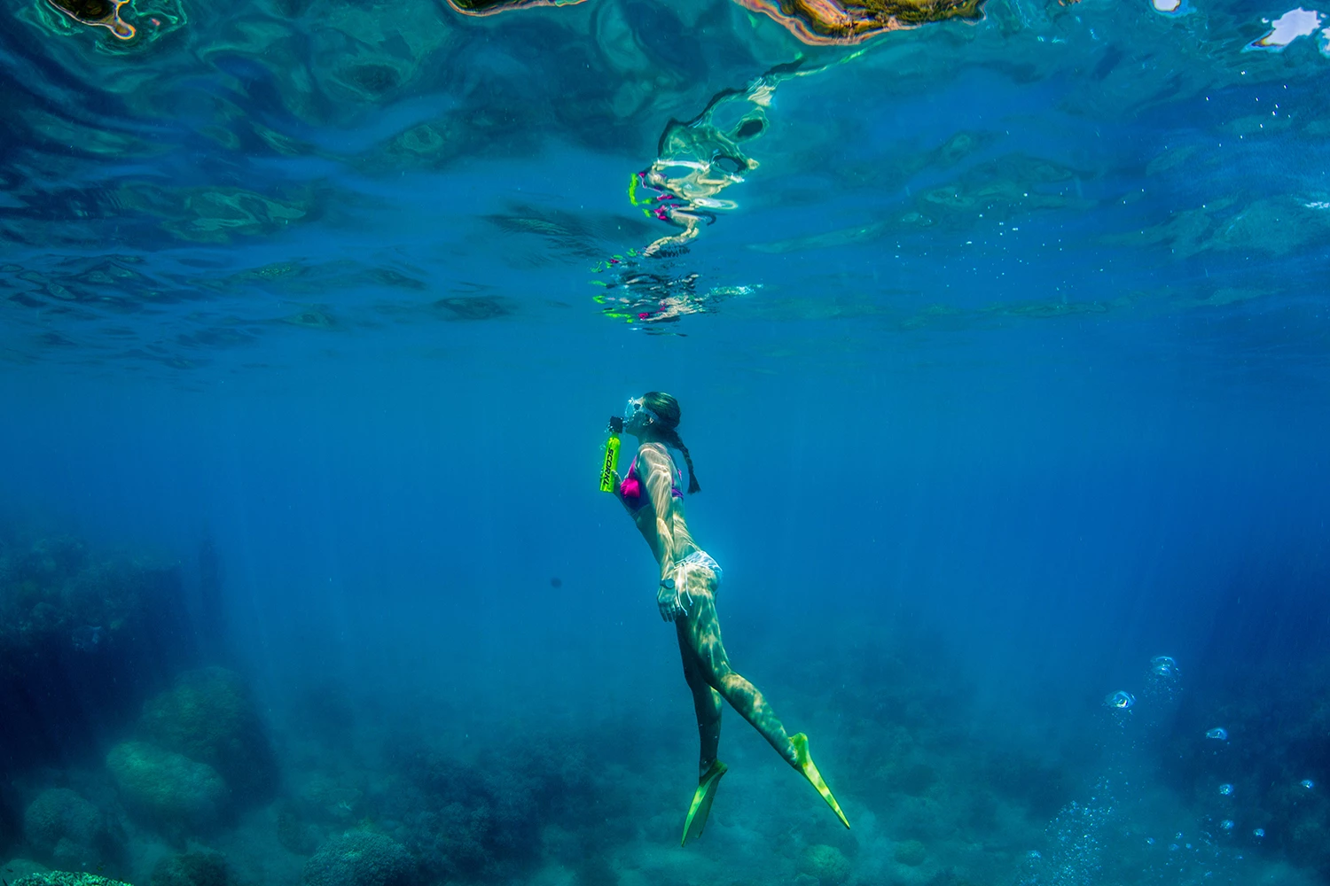 The Scorkl offers new worlds of exploration. Instead of holding your breath for 15 to 20 seconds for each exploratory venture underwater as you would do without assistance, the Scorkl expands your underwater range by 30 to 60 times.