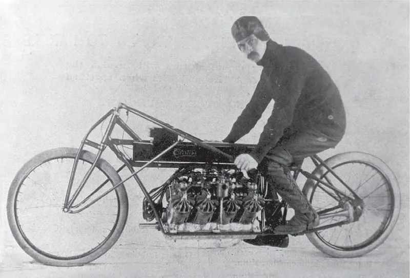How times have changed – Glenn Curtiss set the first unofficial motorcycle land speed record in 1903 at 64 mph