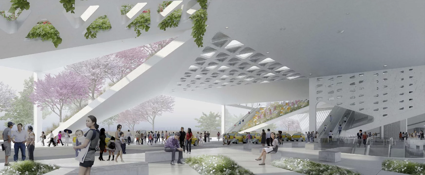 Winning third place, the concept from Lorcan O'Herlihy Architects also features a jagged outline with folds in the roof designed to blend it in with the mountainous surrounds