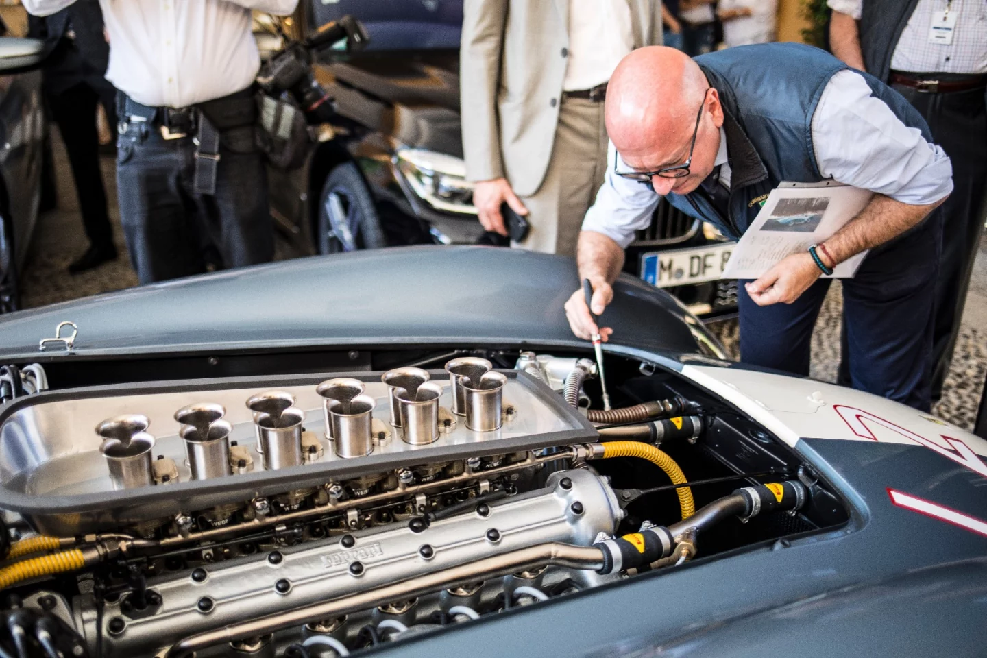 Andreas Mohringer's recently restored 1958 Ferrari 335 Sport Spider won the Trofeo BMW Group, the outright Best of Show award decided by the jury.