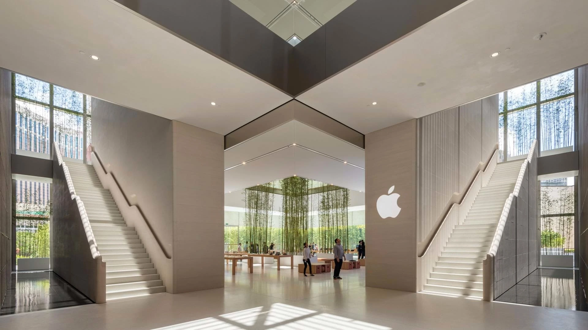 Apple Cotai Central in China features a bamboo installation in its central atrium