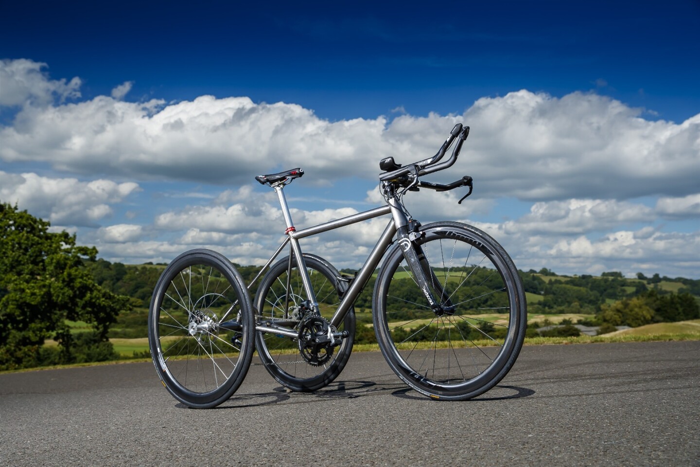 David Stone's tricycle uses titanium for lower weight and better stiffness