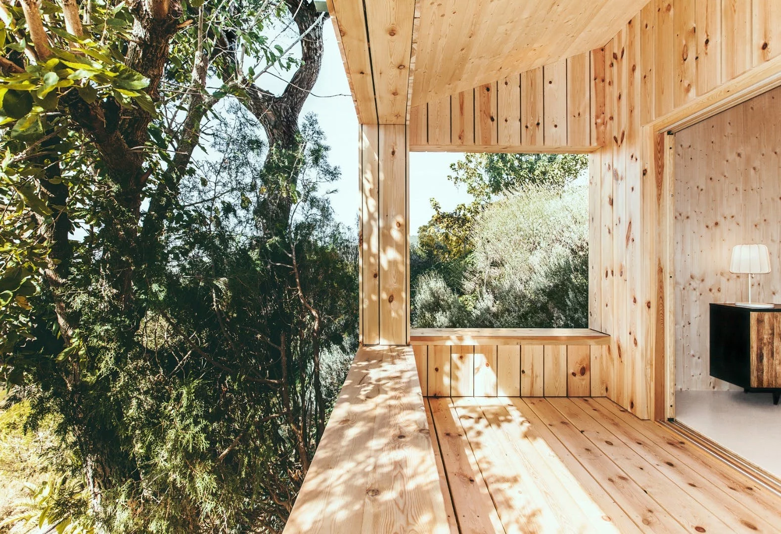 Much of the Wood Studio House's structure was built using prefabricated timber sections