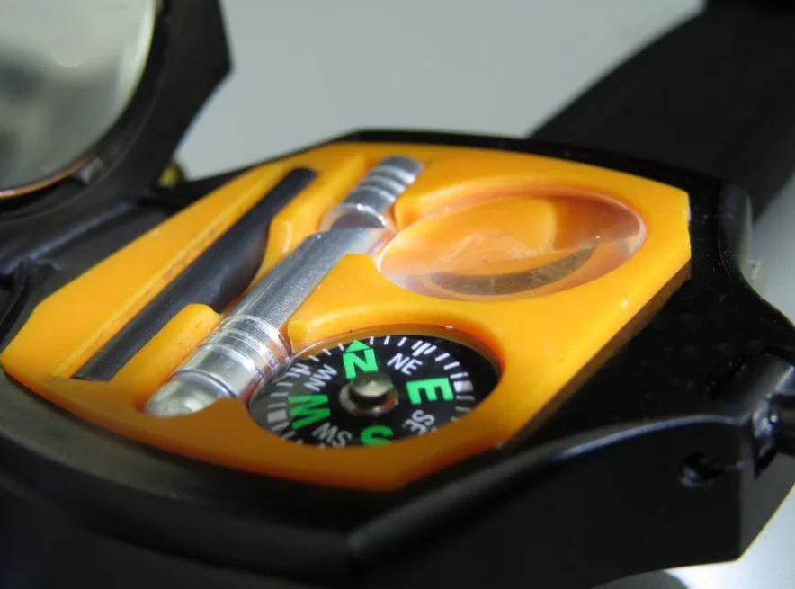 Pop the watch out of the way and access several key survival tools