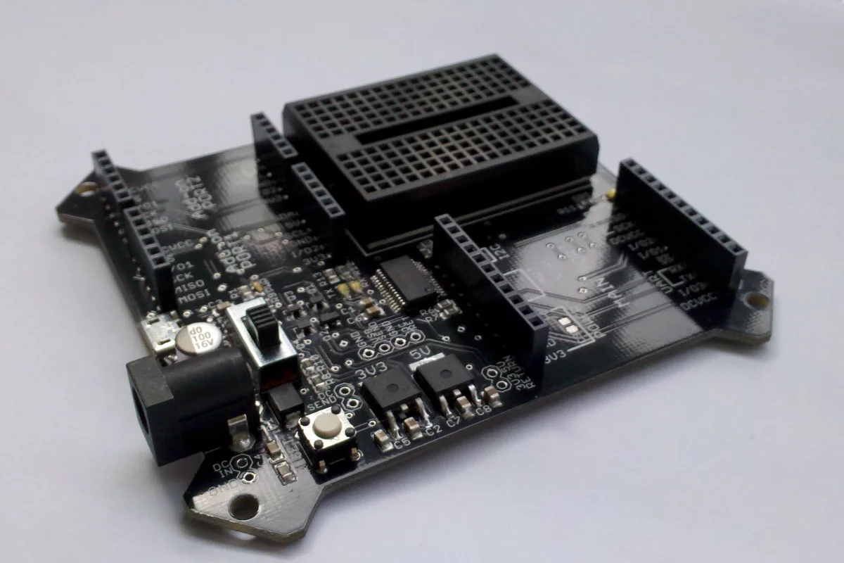 The BoardX motherboard includes a main port, two add-on ports, USB & DC power inputs and a USB to UART driver.
