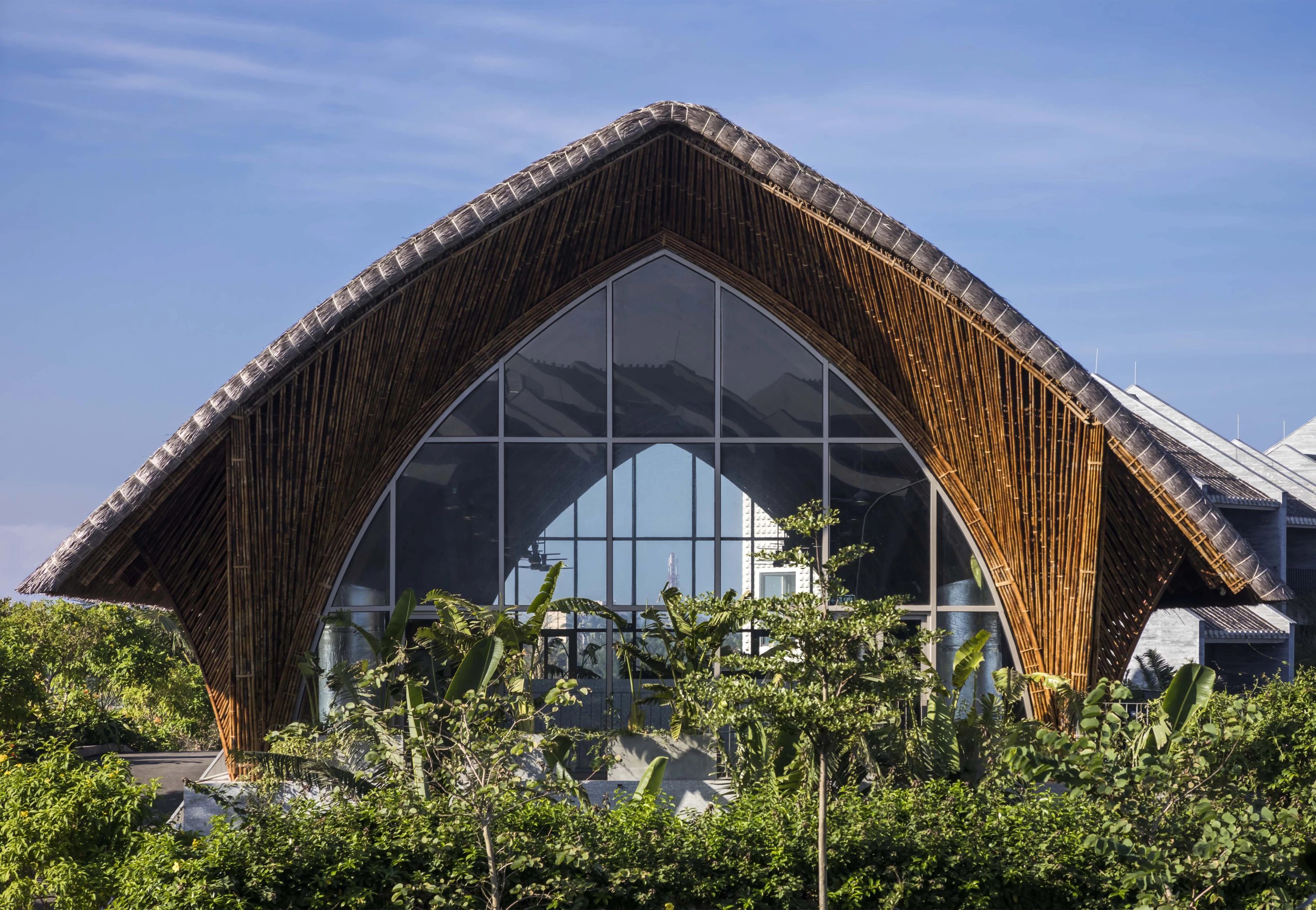 Casamia Community House is enclosed with glazing, some of which is operable to help naturally cool the interior