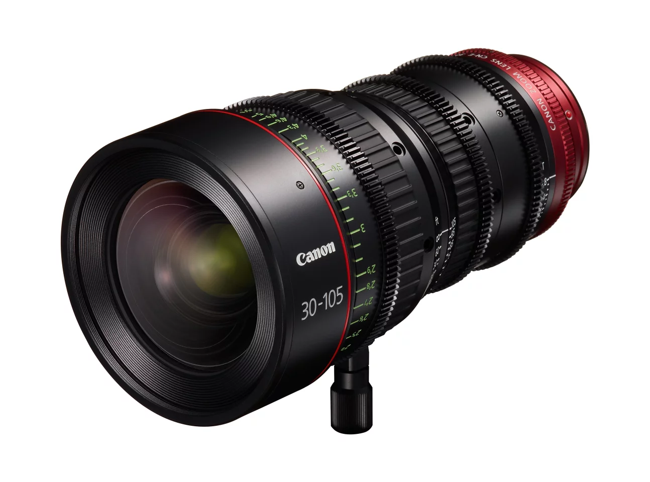 The CN-E30-105mm T2.8 L S (EF mount) lens - one of two new telephoto cinema zoom lenses announced by Canon