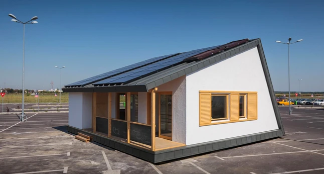 The photovoltaic system has been mounted onto the roof’s metallic boarding