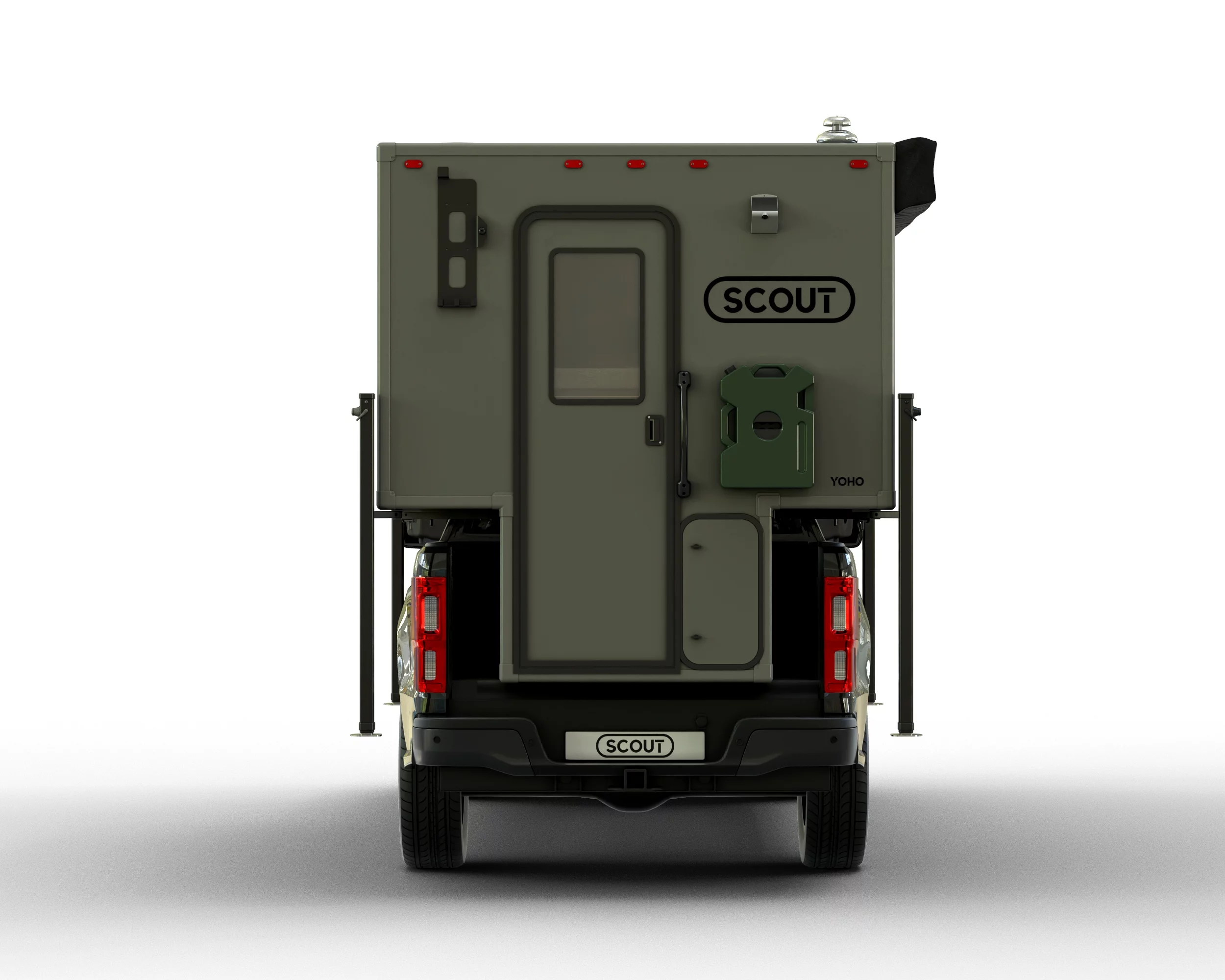 The Rotopax water canisters are available optionally for mounting to the camper body