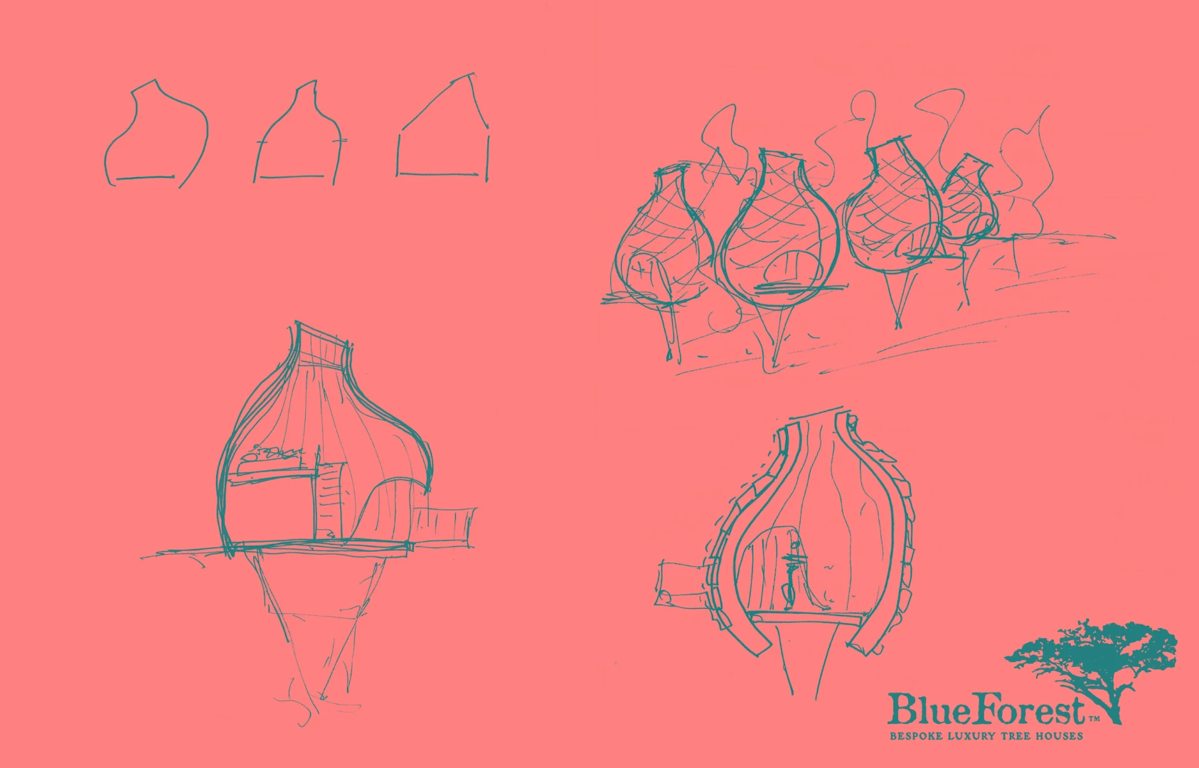 Architectural drawing of the treehouses