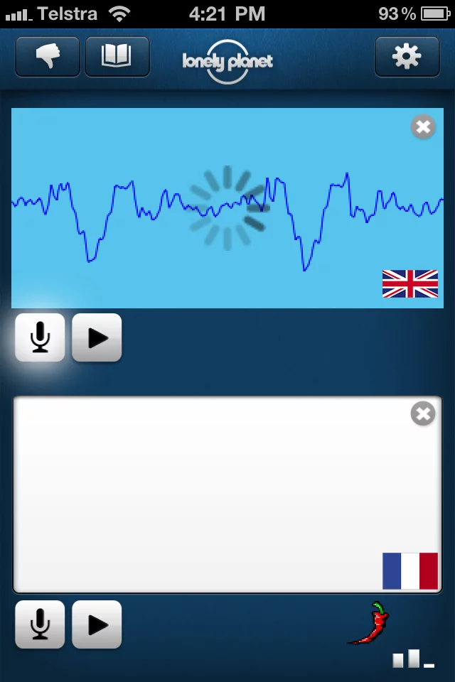 The Lonely Planet Offline Translator interface